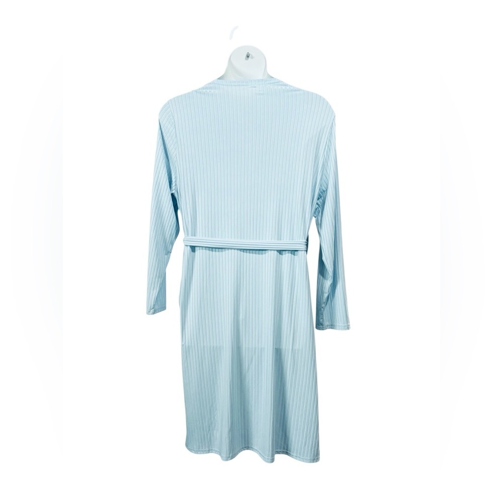 NEW, EKOUAER - Ribbed Long Robe – Light Blue – XL - Picture 6 of 8